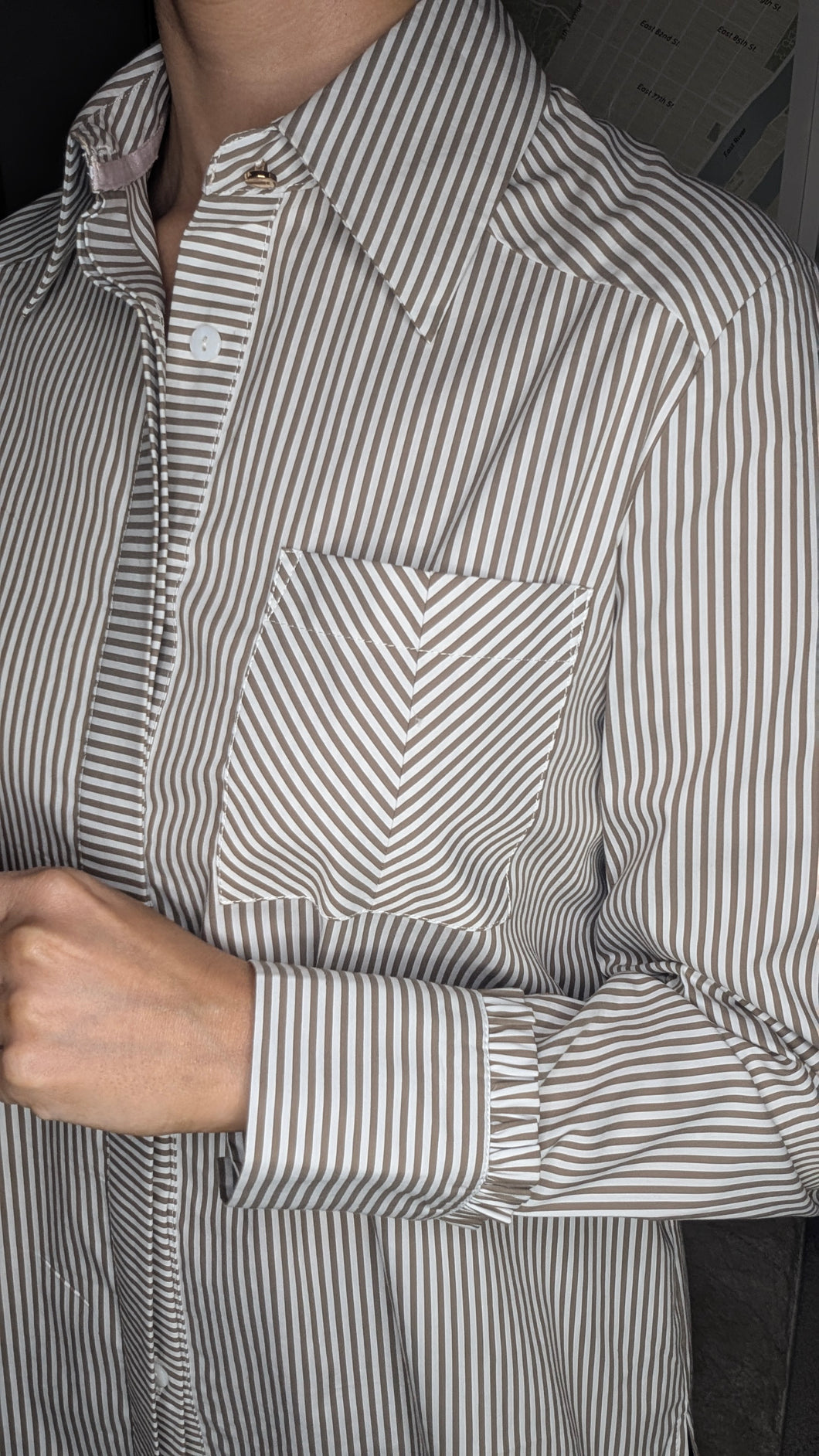 THE SONNY Striped Shirt - Taupe
