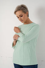 Load image into Gallery viewer, THE LAYLA Long Line Cabled Sweater - MINT

